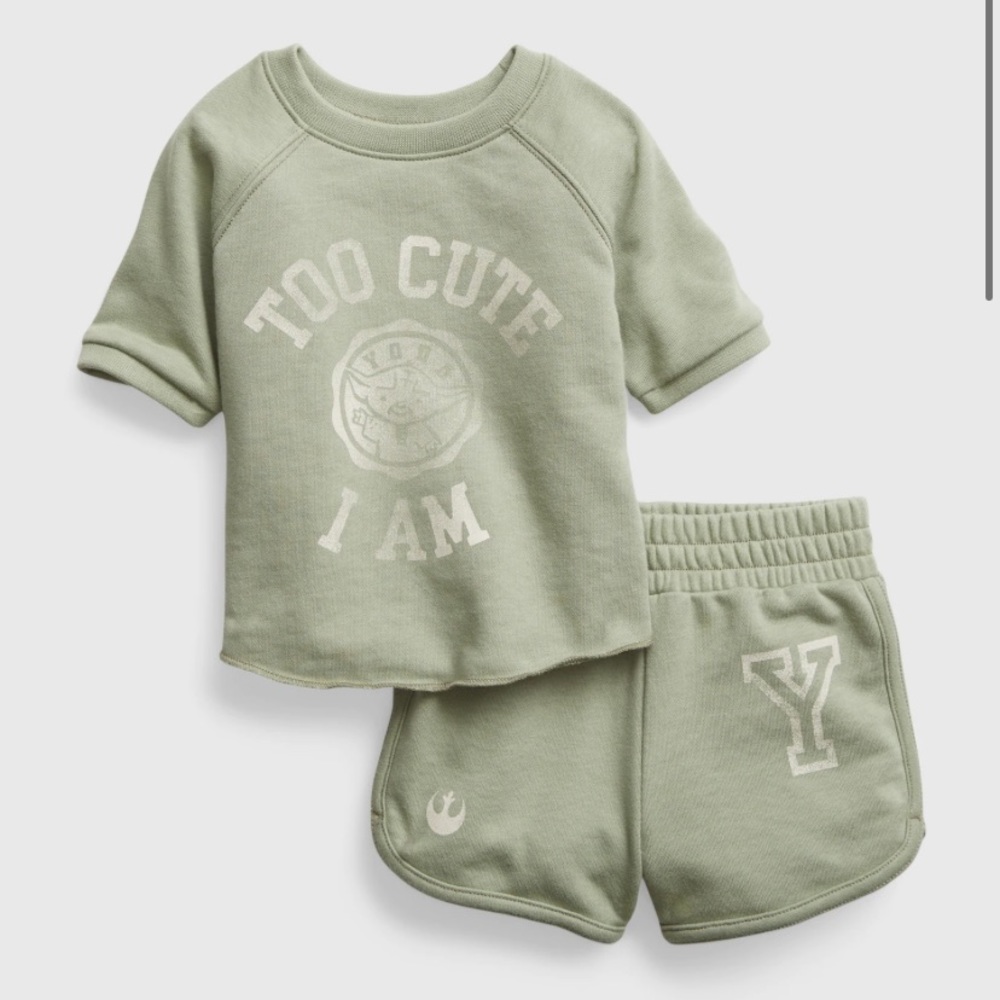 baby Gap Star Wars Sweat Short Set Baby Yoda Too Cute I Am